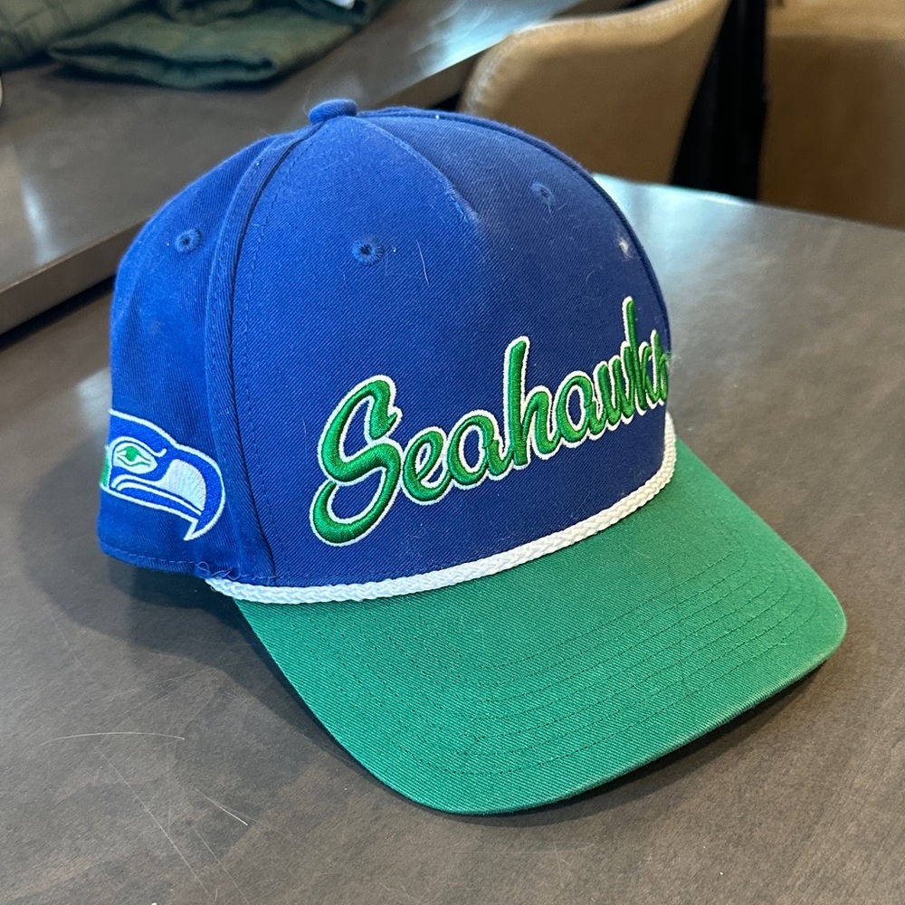 Seattle Seahawks Script Rope Snapback Hat - Blue & Green